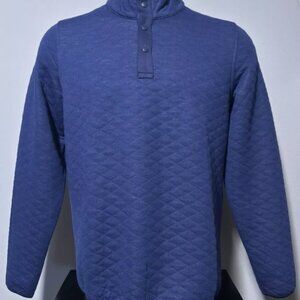NEW Holderness & Bourne Mens Large Navy Sullivan Quilted Snap Button Pullover L